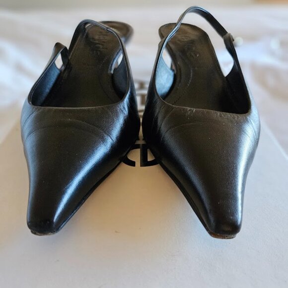 Aeyde Catrina Black pointed toe kitten heel slingbacks Size 37 EU - Picture 5 of 9